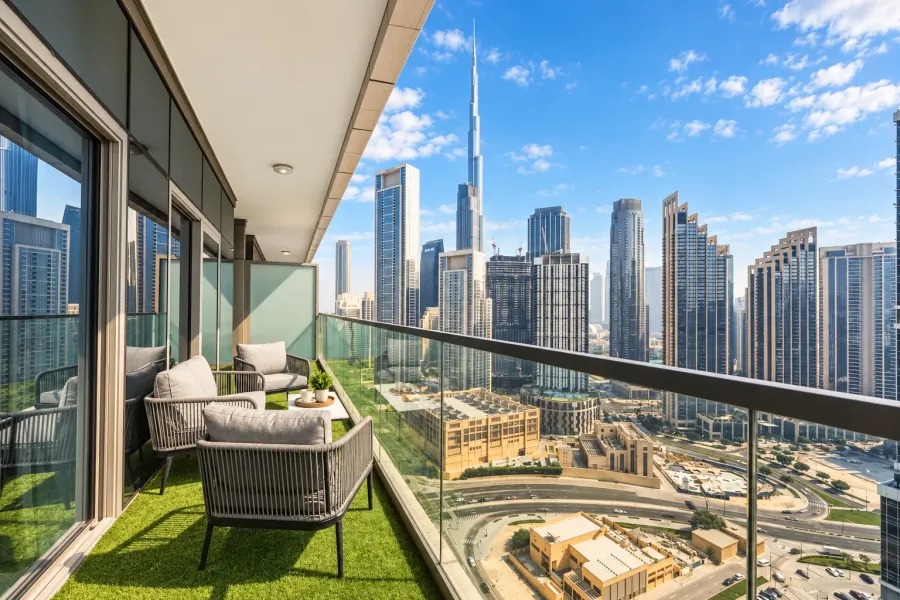 A Desert Key balcony looking at the Burj Khalifa